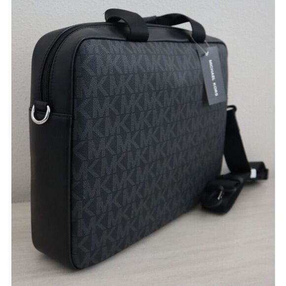 Michael Kors 87S5SEVA4B Unisex Black Monogram Everett Briefcase - Picture 4 of 13